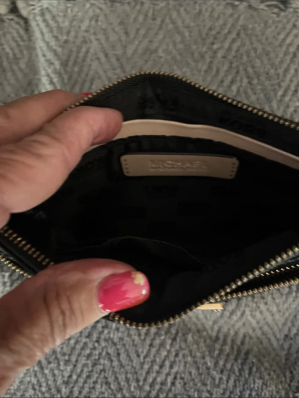 Michael Kors Black Patent Leather Wristlet with Gold Hardware